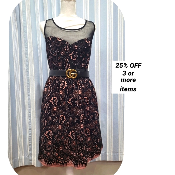 Trixxi Dresses & Skirts - Lace & sheer mesh cocktail sweetheart plus sleeveless babydoll a line slip tunic